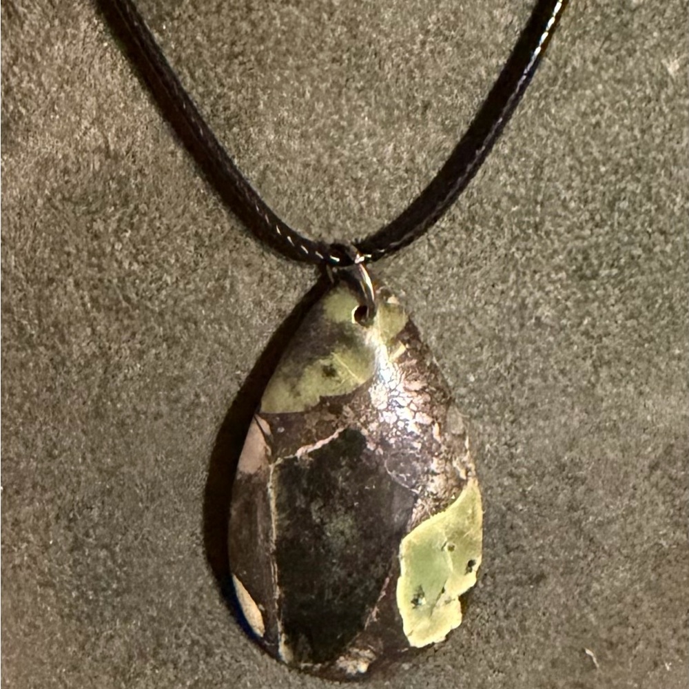 Kambaba Jasper Teardrop Pendant Necklace